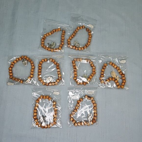 Rosary Bracelet Mary Jesus Crucifix Olive Wood Beads Catholic Miraculous Gift - Picture 8 of 8